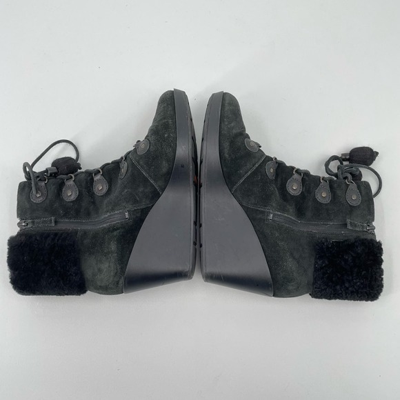 Cole Haan Womens Size 9B Black Pom Pom Wedge Sueded Leather Boots D35450 - Picture 10 of 11
